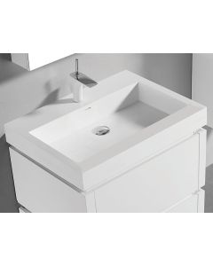 Madeli XTU2245-36-130-WH X-Stone 36" Width Trough Sink with Overflow in Glossy White