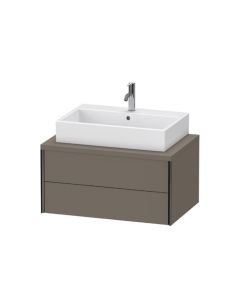 Duravit XV59170B290 XViu 32.75" L X 21.63" W X 15.75" H Wall Mounted Two Drawer Vanity Base Only for Console in Flannel Grey Satin Matt Lacquer (Vanity Top Sold Separately)