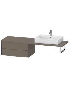 Duravit XV59390B290 XViu 32.75" L X 21.63" W X 15.75" H Wall Mounted Vanity Base Only With Two Drawer Low Cabinet For Console in Flannel Grey Satin Matt Lacquer (Vanity Top Sold Separately)