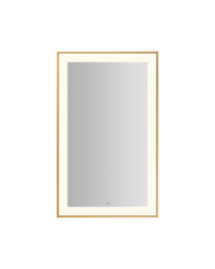 Robern YM2541RPSMD382 Sculpt Lighted Mirror, 25-1/4" W X 41-1/4" H X 2-1/4" D, Slim Museum Frame, Matte Gold, Perimeter Light Pattern, 3000K Color Temperature (Warm White), Dimmable, Defogger