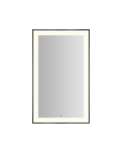 Robern YM2541RPSMD383 Sculpt Lighted Mirror, 25-1/4" W X 41-1/4" H X 2-1/4" D, Slim Museum Frame, Matte Black, Perimeter Light Pattern, 3000K Color Temperature (Warm White), Dimmable, Defogger