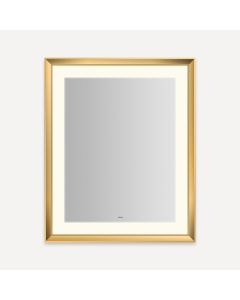 Robern YM2733RPCMD382 Sculpt Lighted Mirror, 27" W X 33" H X 2-5/16" D, Chamfer Museum Frame, Matte Gold, Perimeter Light Pattern, 3000K Color Temperature (Warm White), Dimmable, Defogger