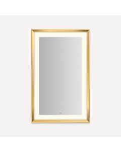Robern YM2743RPCMD382 Sculpt Lighted Mirror, 27" W X 43" H X 2-5/16" D, Chamfer Museum Frame, Matte Gold, Perimeter Light Pattern, 3000K Color Temperature (Warm White), Dimmable, Defogger