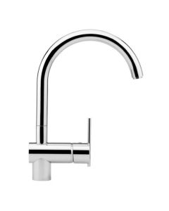 Zucchetti ZX3377.195E Spin Single Hole Deck Mounted Swivel Spout Kitchen Faucet with Side Spray in Polished Chrome