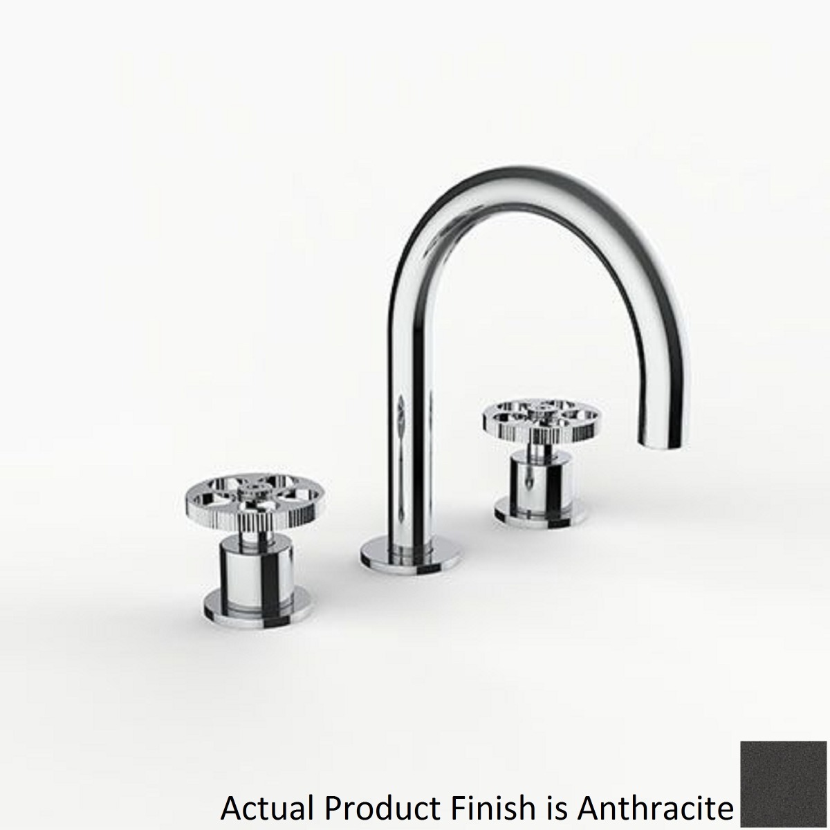 Davinci D01-H14-100-S-AN Program 1.1 Deck Mounted, Three Hole Lavatory Faucet with Arc Spout with 16Mm Stem Handles On Smooth Base in Anthracite