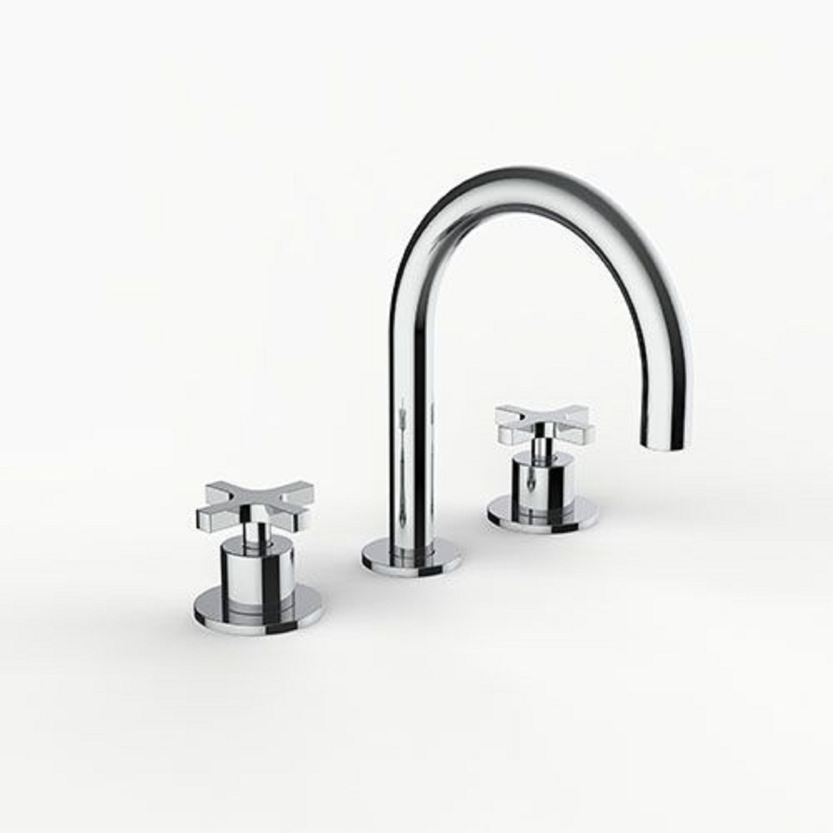 Davinci D01-H24-100-PC Program 1.1 Deck Mounted, Three Hole Lavatory Faucet with Arc Spout with Cross Handles in Polished Chrome