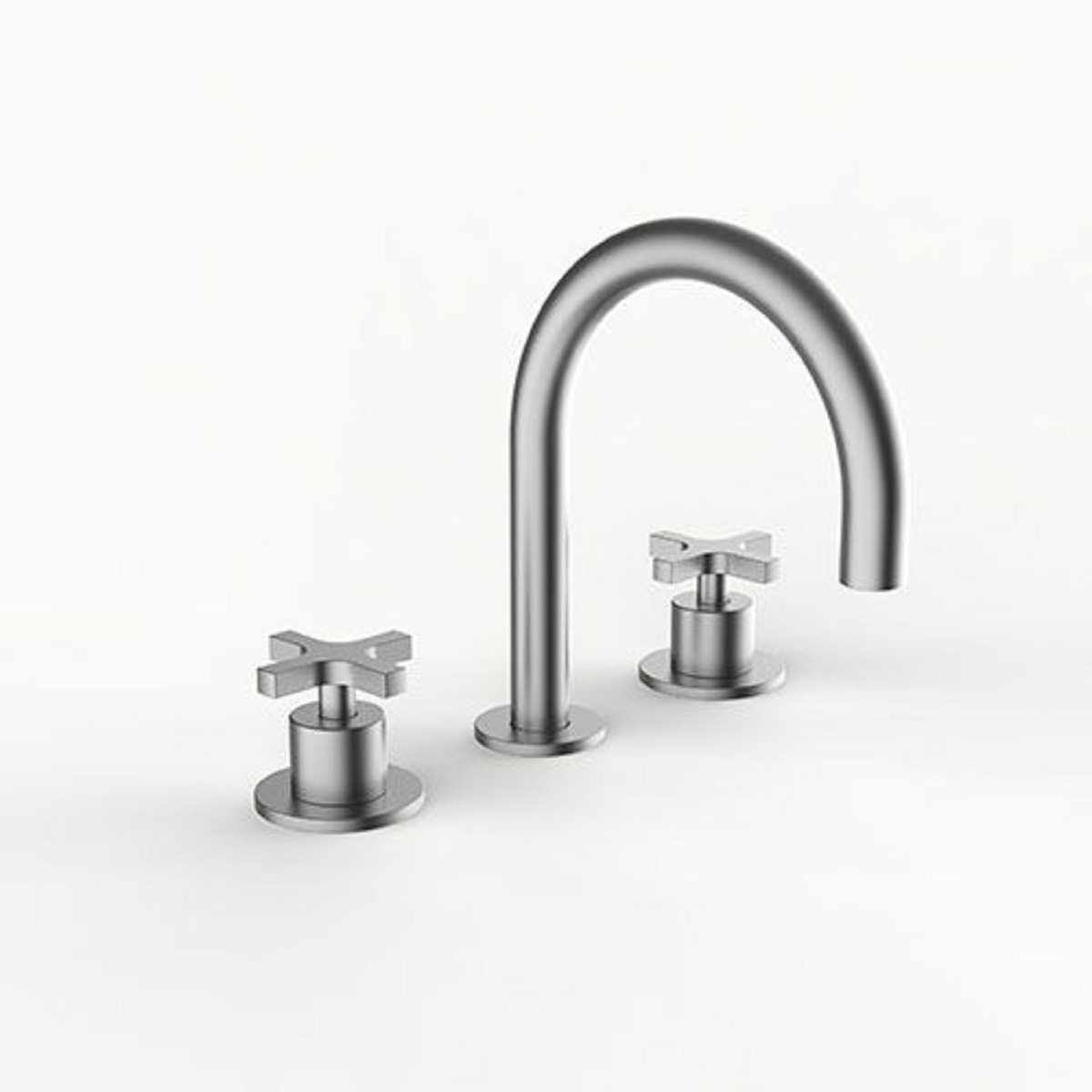 Davinci D01-H24-100-SN Program 1.1 Deck Mounted, Three Hole Lavatory Faucet with Arc Spout with Cross Handles in Satin Nickel