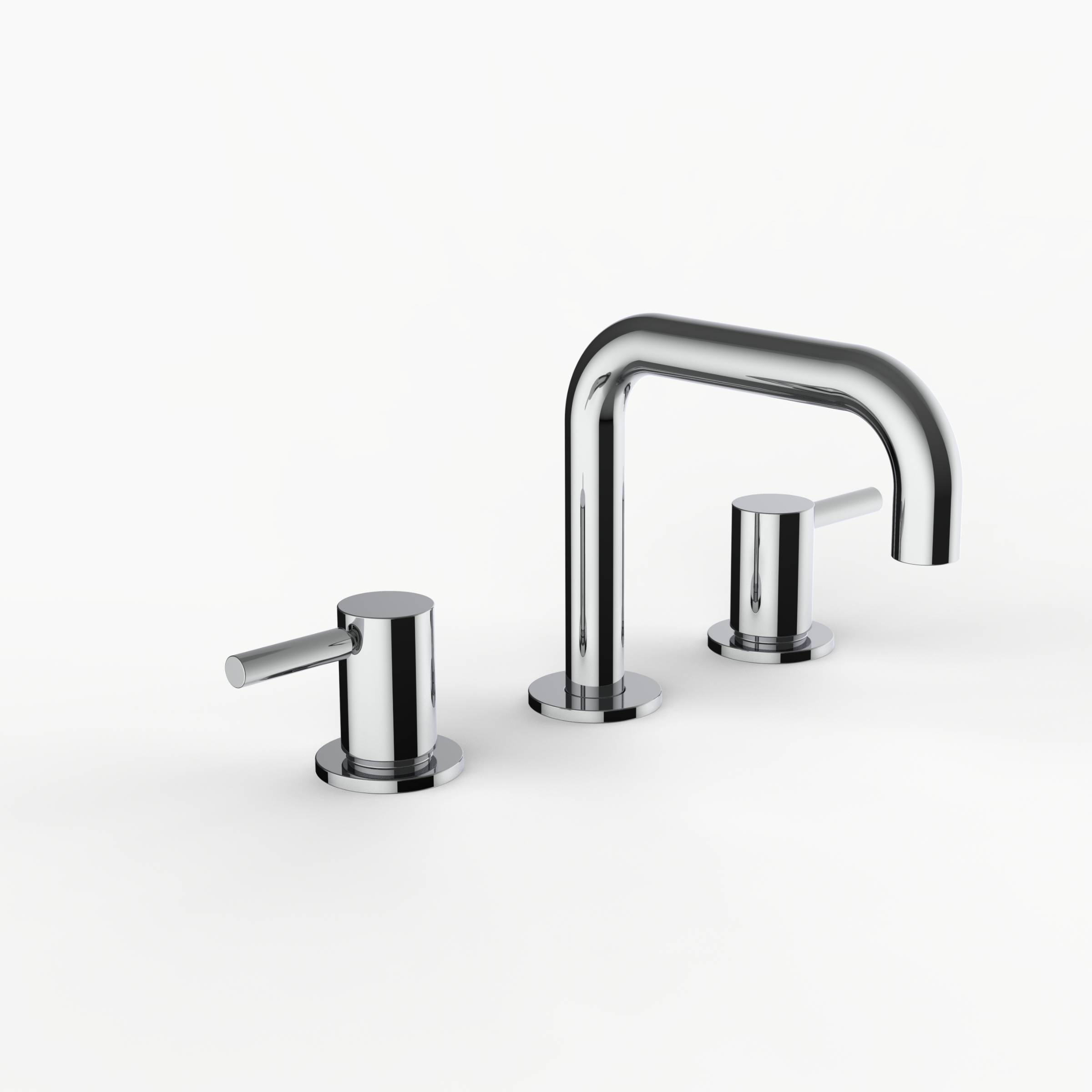 Davinci D02-H05-100-PC Program 1.0 Deck Mounted Three Hole Lavatory Faucet with 90 Degree Spout with Lever Handles in Polished Chrome