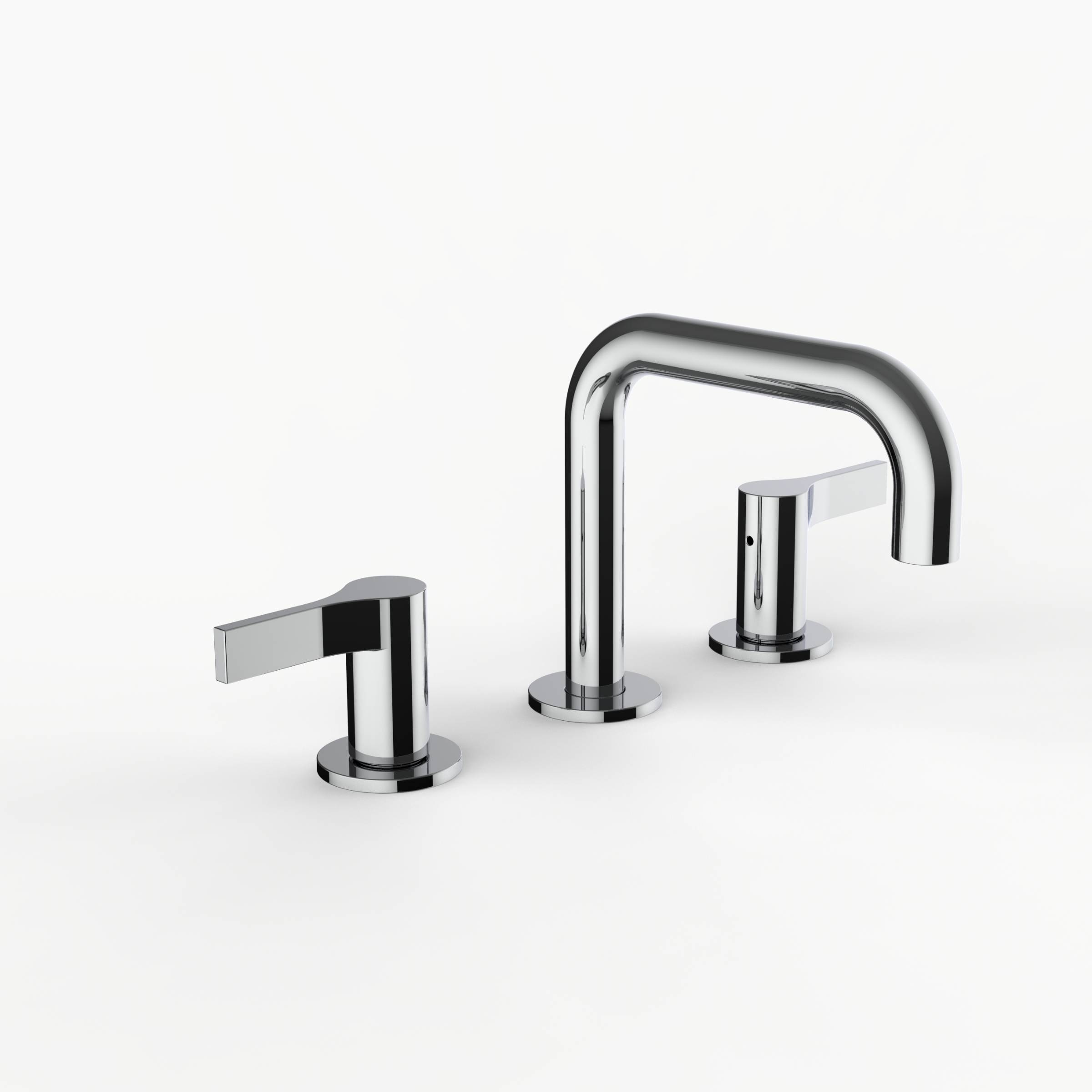 Davinci D02-H08-100-PC Program 1.0 Deck Mounted Three Hole Lavatory Faucet with 90 Degree Spout with Lever Handles in Polished Chrome