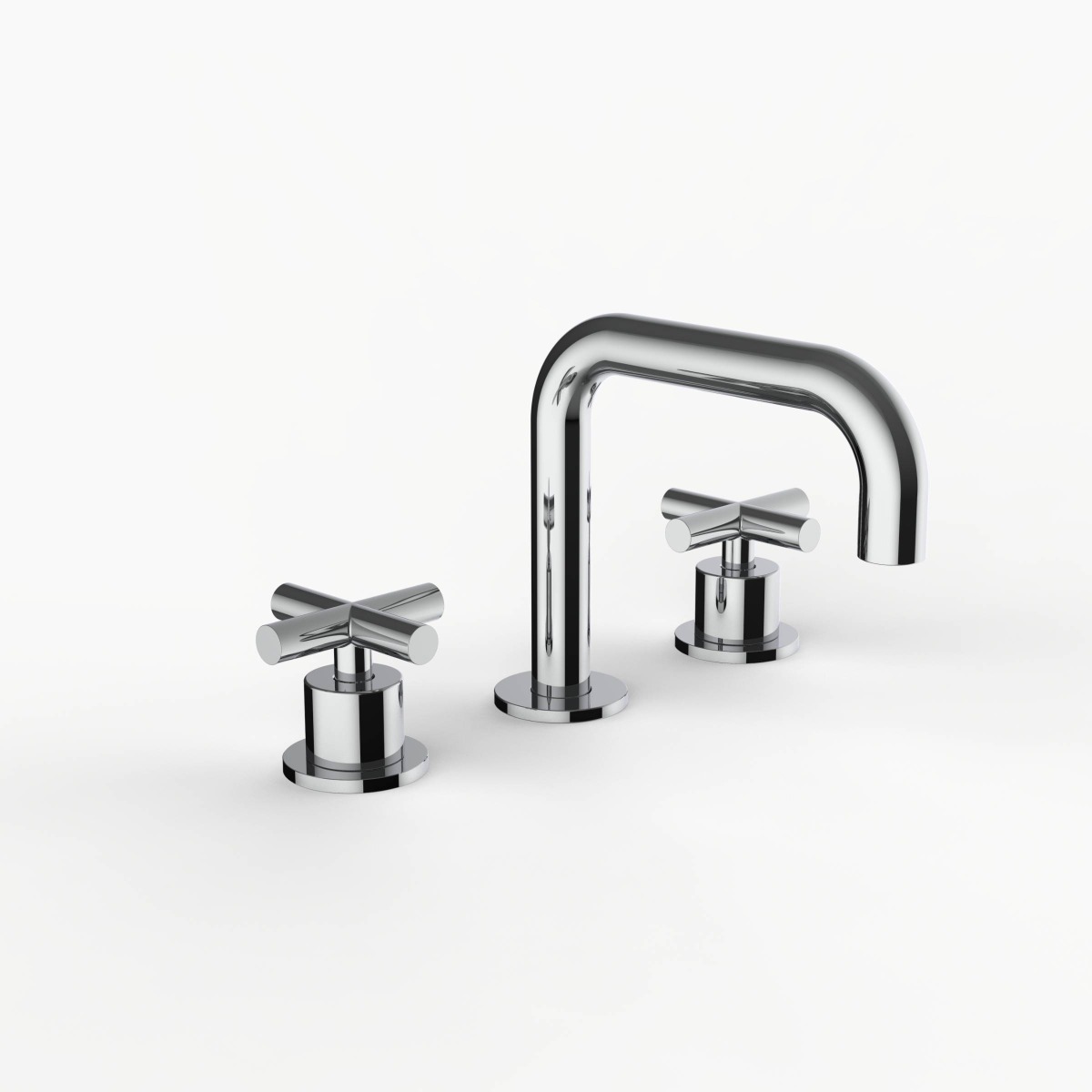 Davinci D02-H19-100-PC Program 1.1 Deck Mounted, Three Hole Lavatory Faucet with 90 Degree Spout with Cross Handles in Polished Chrome