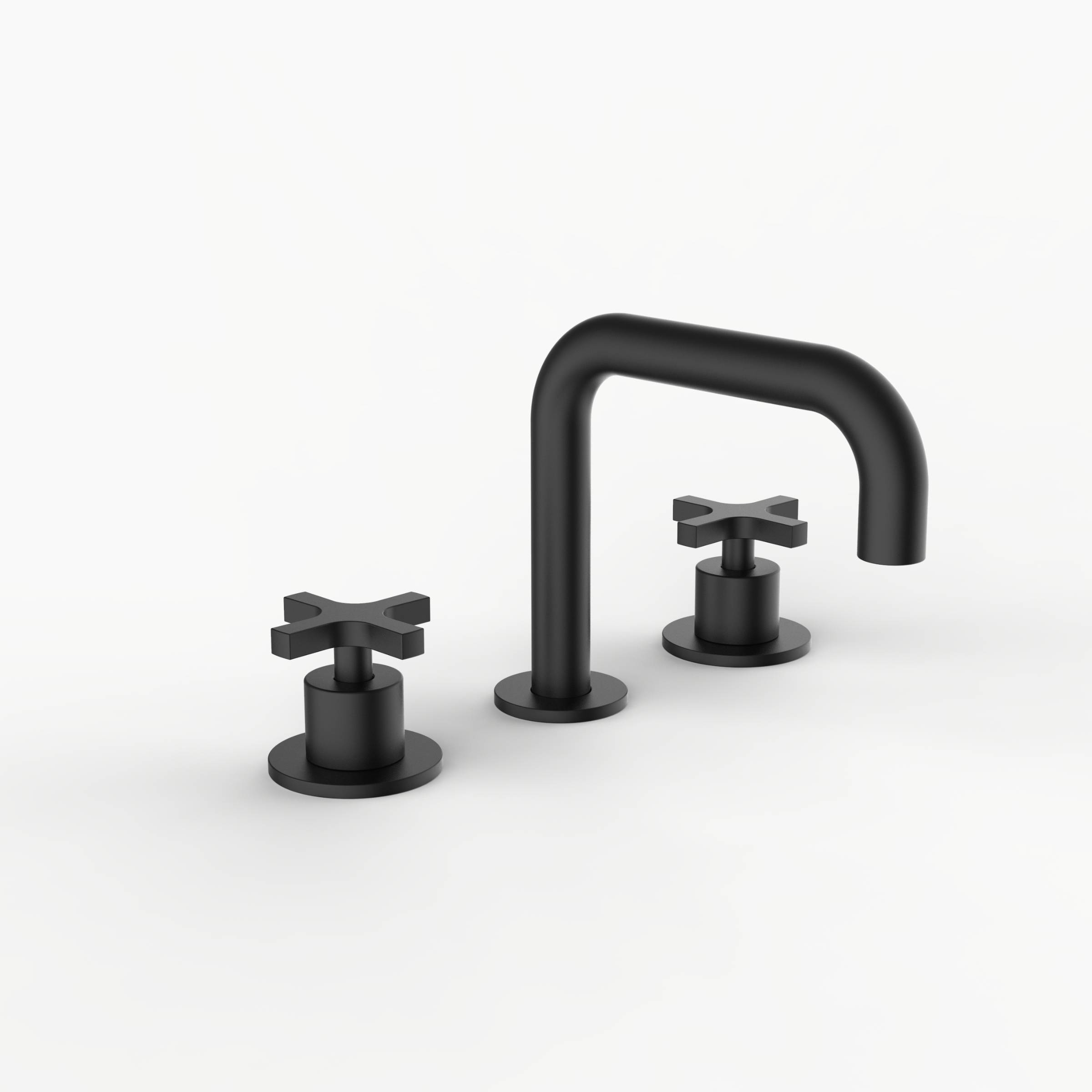 Davinci D02-H24-100-MB Program 1.1 Deck Mounted, Three Hole Lavatory Faucet with 90 Degree Spout with Cross Handles in Matte Black