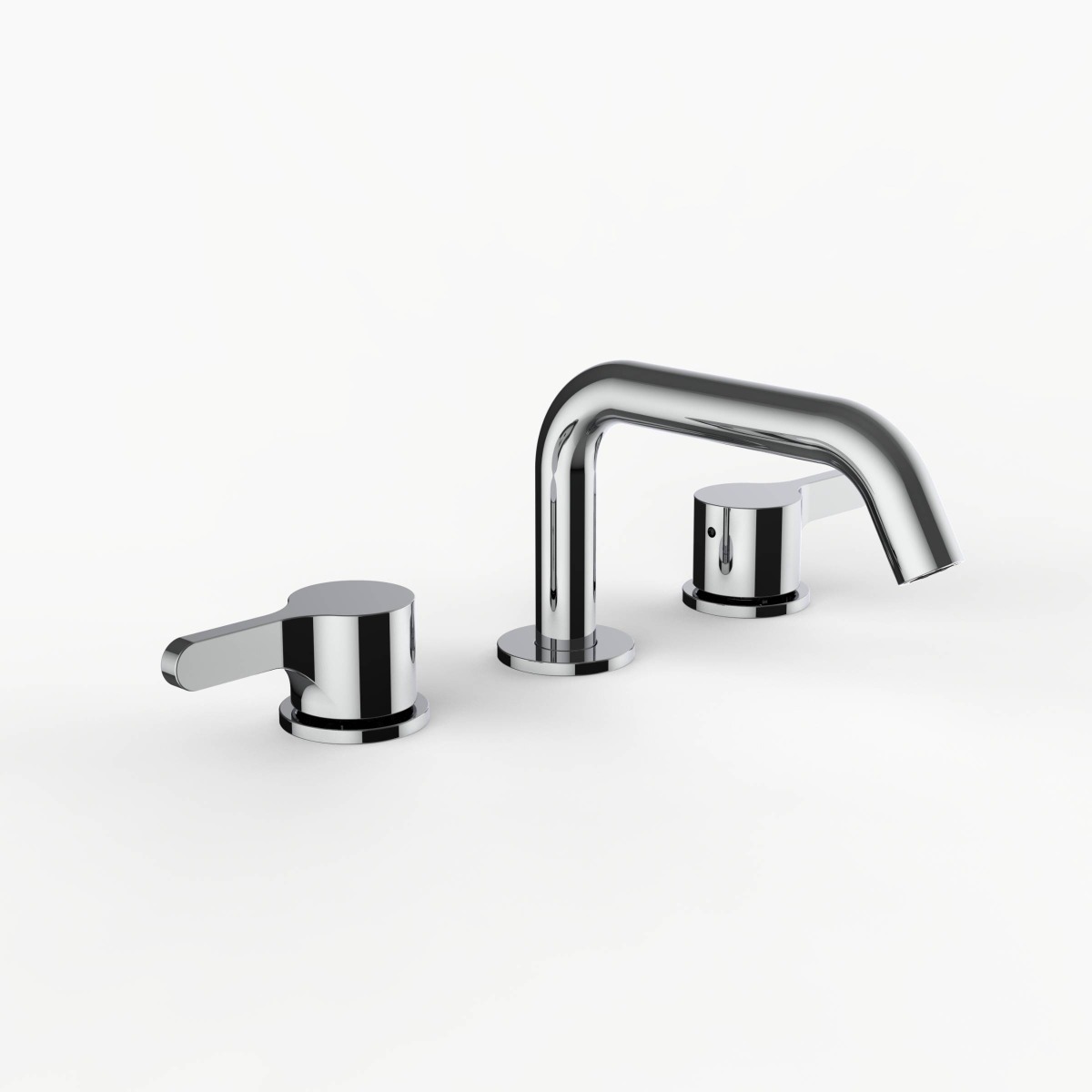 Davinci D03-56-100-PC Program 1.0 Deck Mounted, Three Hole Lavatory Faucet with Soft Angle Spout with Lever Handles in Polished Chrome