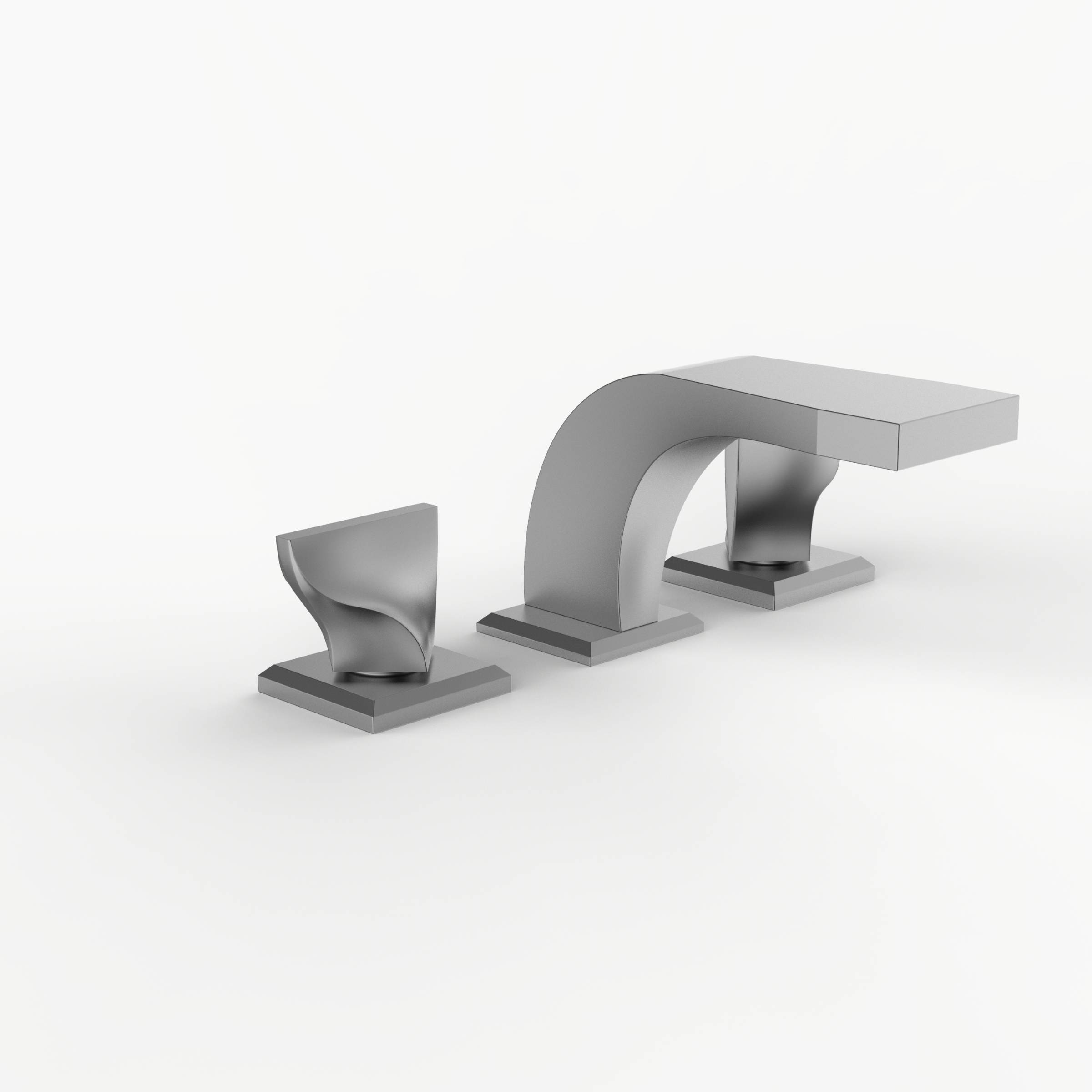 Davinci D04-H10-100-SN Torsion Deck Mounted Three Hole Lavatory Faucet with Low Profile Spout with Flat Knob Handles in Satin Nickel 