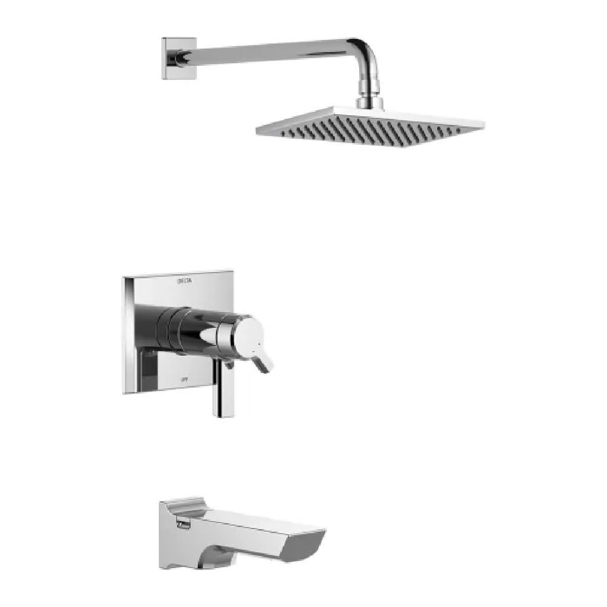 Delta T17T499-PR Pivotal® TempAssure® 17T Series H2Okinetic® Wall Mounted Tub & Shower Trim with 2.5 GPM Single Function Shower Head in Lumicoat® Chrome