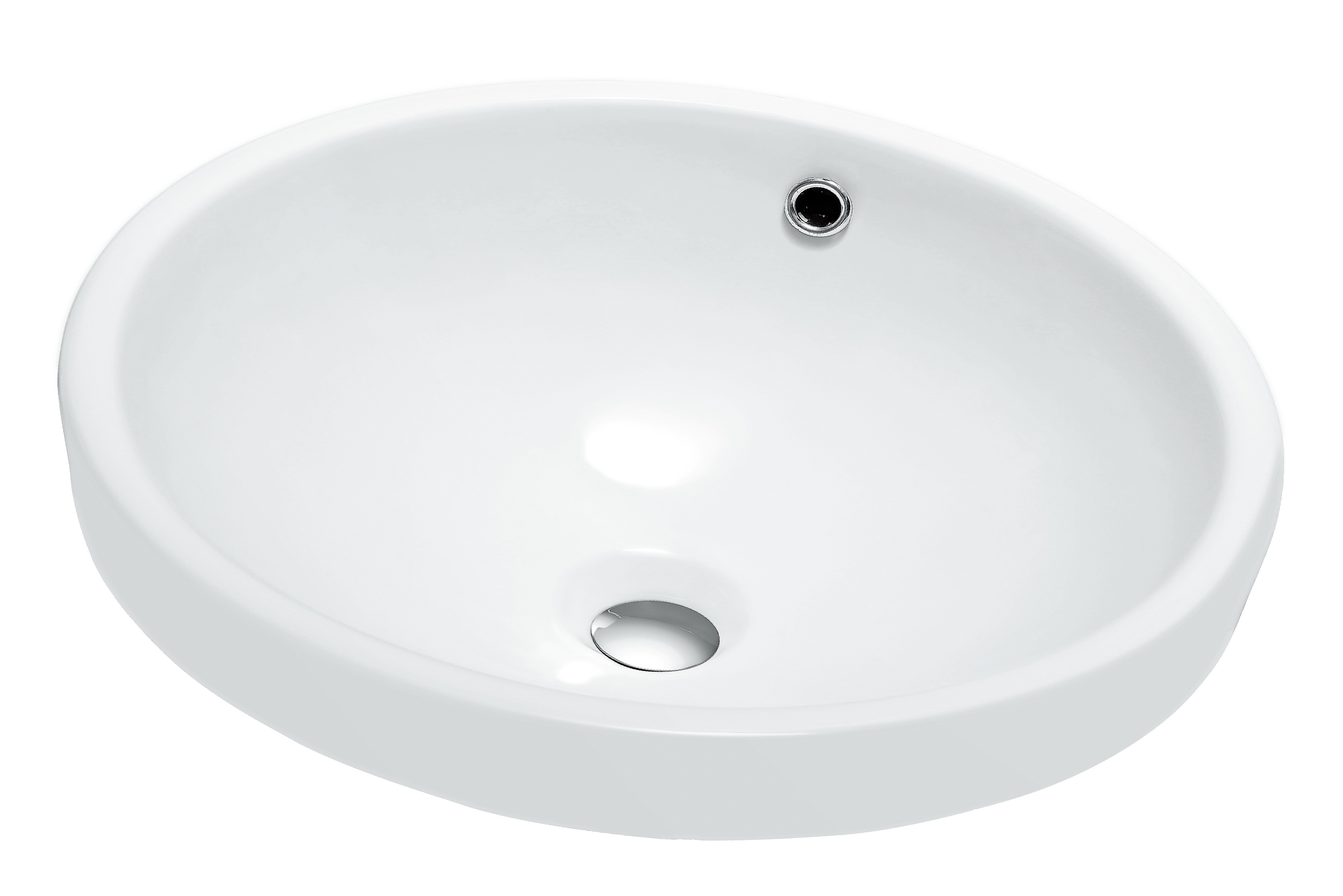 Emory and Bond EB21818D Drop in 18"L x 8"W x 7.75"H Circular Lavatory Sink with Overflow and Centered Drain Hole in Glossy