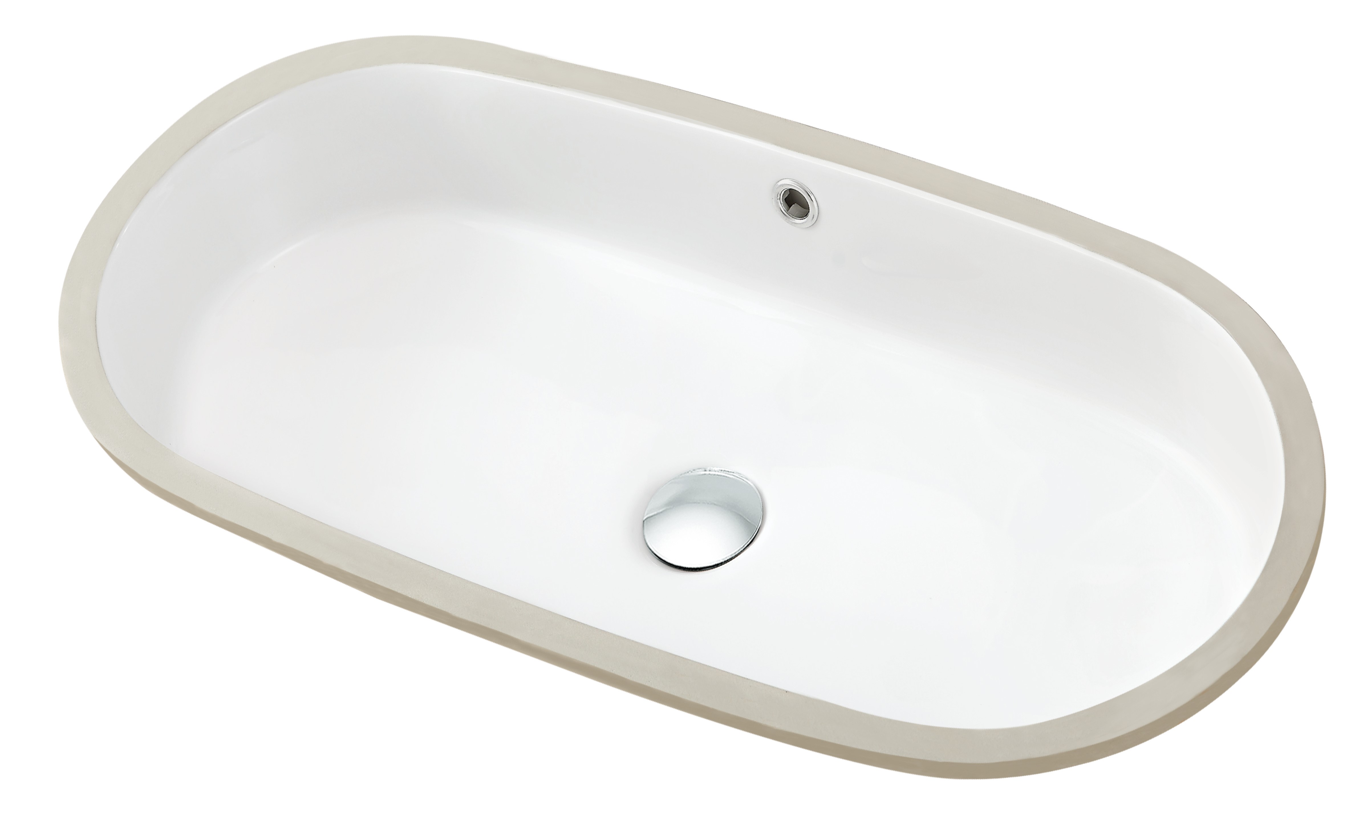 Emory and Bond EB22714 Undermount 27"L x 13.5"W x 6"H Oval Lavatory Sink with Overflow and Centered Drain Hole in Glossy