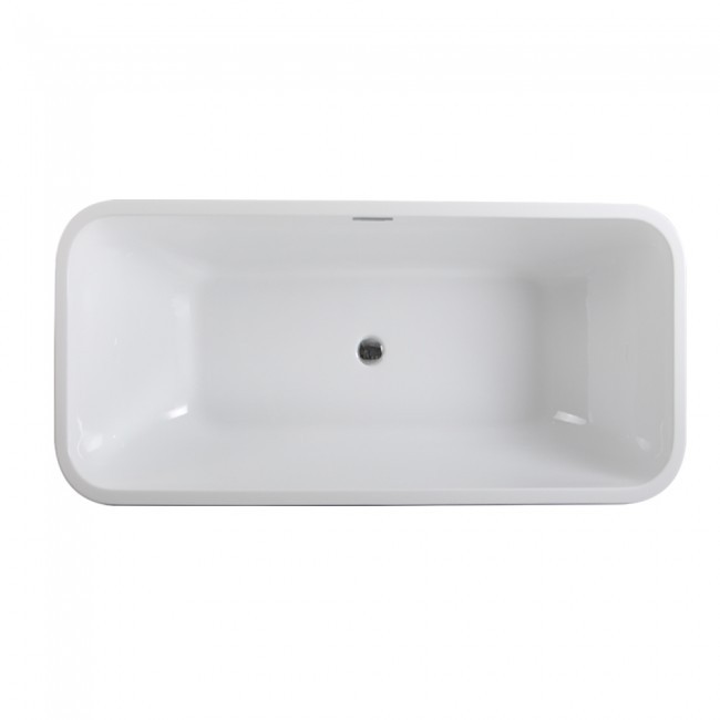 Emory and Bond EB41167 Mercer Free Standing Bath Tub 67"L x 28"W x 24"H, Acrylic, Glossy, Curved Oval, Center Drain, 71 Gallons