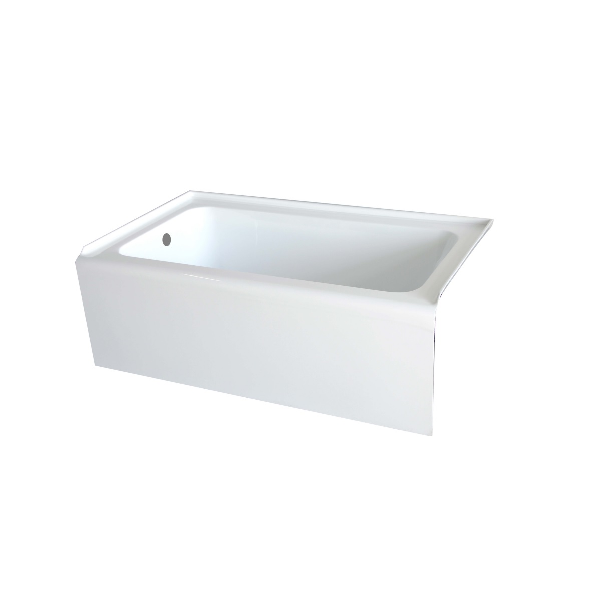 Emory and Bond EB4830L 46" L x 27" W x 16" H Round Overflow Hole Skirted Acrylic Alcove Bathtub with Left Hand Drain in White