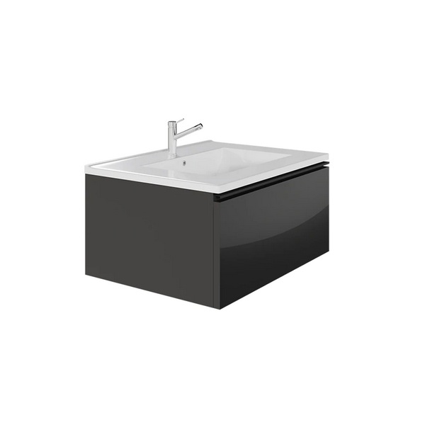 Emory and BondEB551124GR-WVT-MB Vota 24" W X 18" D, 1 Drawer Wall Mount Vanity with Matte Black Handle in Dark Gray