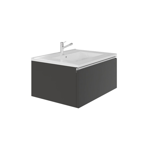 Emory and BondEB551124GR-WVT-WH Vota 24" W X 18" D, 1 Drawer Wall Mount Vanity with White Handle in Dark Gray