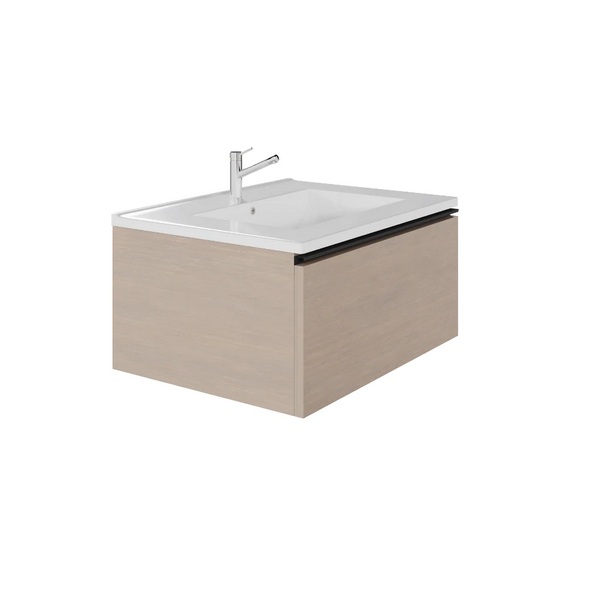 Emory & Bond EB551124SG-WVT-MB Vota 24" W X 18" D, 1 Drawer Wall Mount Vanity with Matte Black Handle in Sandy Grey