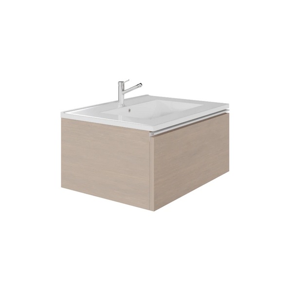 Emory & Bond EB551124SG-WVT-WH Vota 24" W X 18" D, 1 Drawer Wall Mount Vanity with White Handle in Sandy Grey