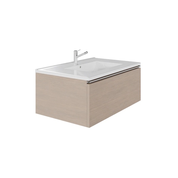 Emory & Bond EB551132SG-WVT-PC Vota 32" W X 18" D, 1 Drawer Wall Mount Vanity with Polished Chrome Handle in Sandy Grey