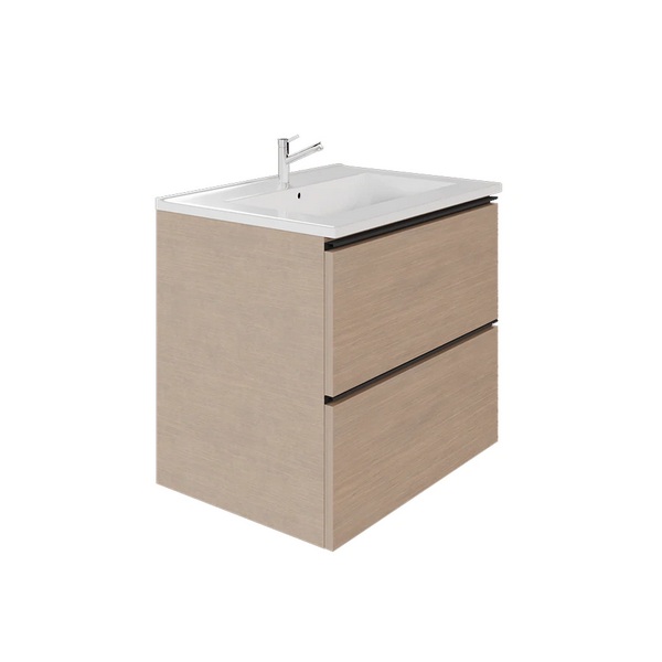 Emory & Bond EB551224SG-WVT-MB Vota 24" W X 18" D, 2 Drawers Wall Mount Vanity with Matte Black Handle in Sandy Grey