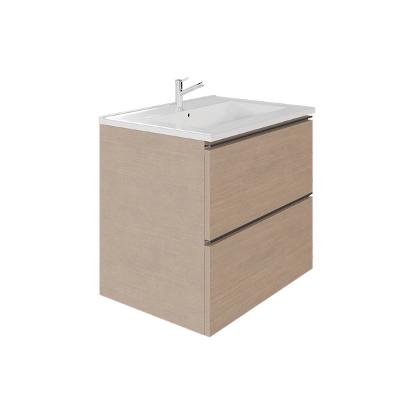 Emory & Bond EB551224SG-WVT-PC Vota 24" W X 18" D, 2 Drawers Wall Mount Vanity with Polished Chrome Handle in Sandy Grey