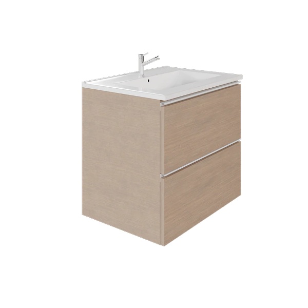 Emory & Bond EB551224SG-WVT-WH Vota 24" W X 18" D, 2 Drawers Wall Mount Vanity with White Handle in Sandy Grey