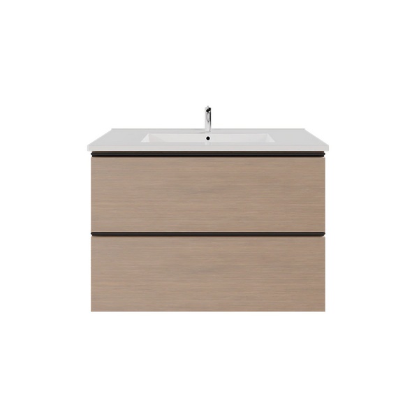 Emory & Bond EB551232SG-WVT-MB Vota 32" W X 18" D, 2 Drawers Wall Mount Vanity with Matte Black Handle in Sandy Grey