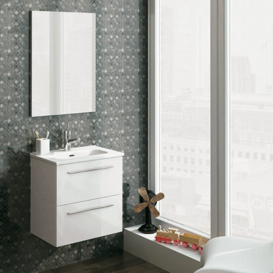 Emory & Bond EB553330WH Sunny 2 Drawer 20" X 14" Vanity Set with Mirror in White