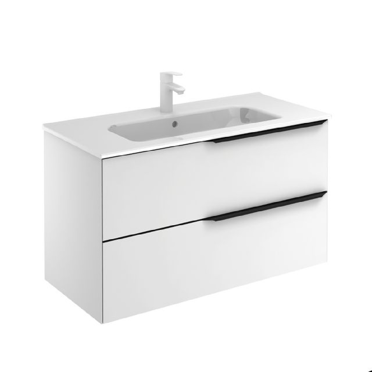 Emory and Bond EB55840MW 40" L X 18" D Wall Mount Vanity Base with Two Drawers in Matte White (Vanity Top Sold Separately)