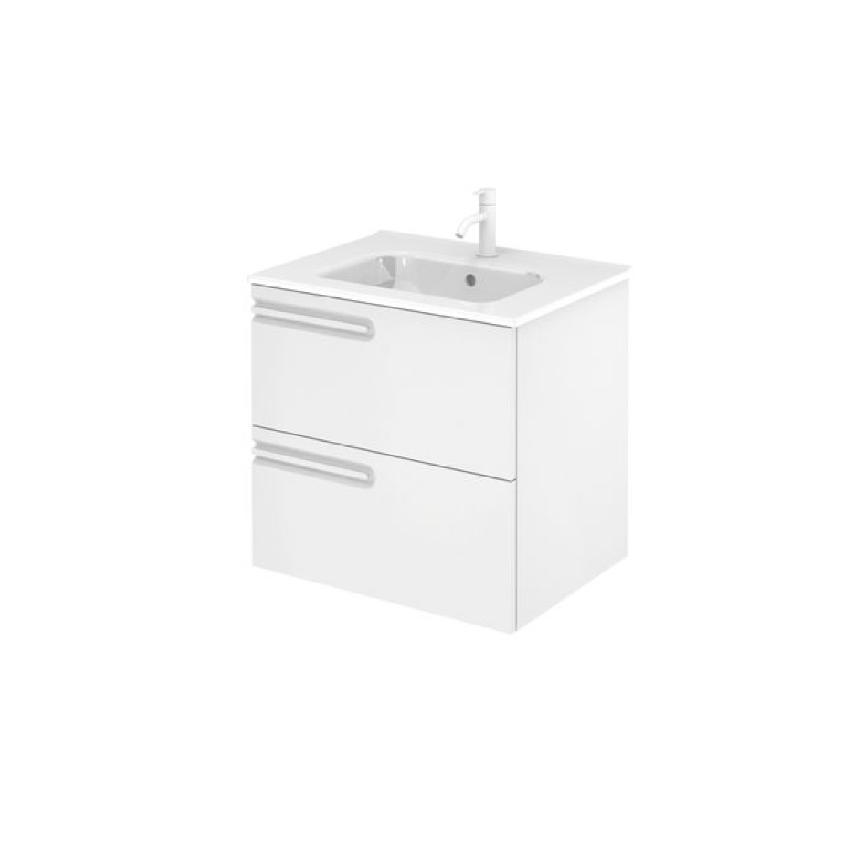 Emory and Bond EB55924LMW 24" L X 18" D Wall Mount Vanity Base with Left Hand Two Drawer in Matte White (Vanity Top Sold Separately)