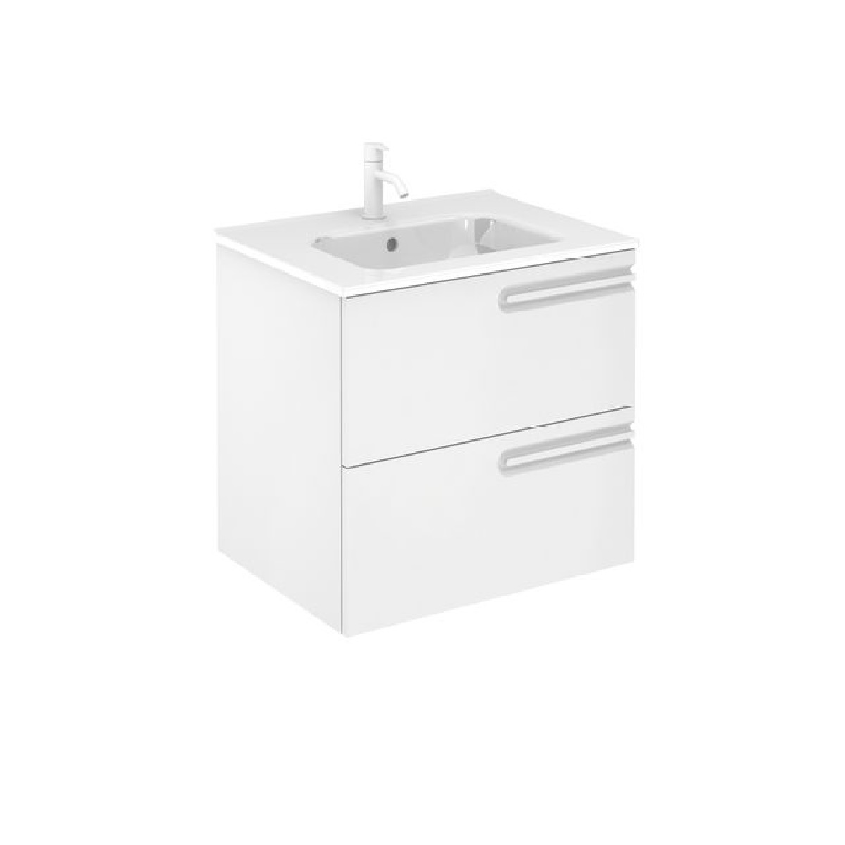 Emory and Bond EB55924RMW 24" L X 18" D Wall Mount Vanity Base with Right Hand Two Drawer in Matte White (Vanity Top Sold Separately)