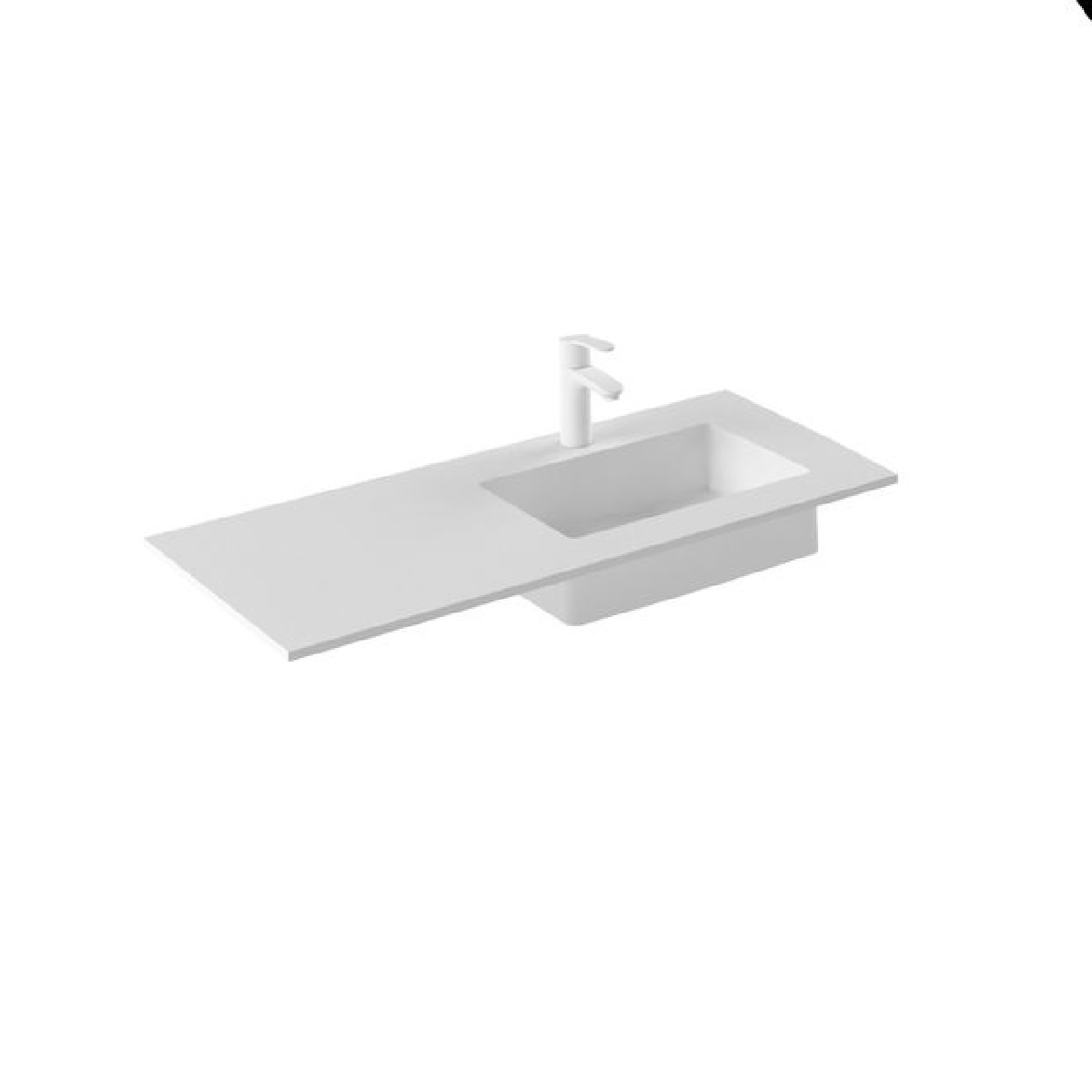 Emory and Bond EB56440W 40" L  X 18" W Vanity Top with One Faucet Hole in White, Bowl on Right