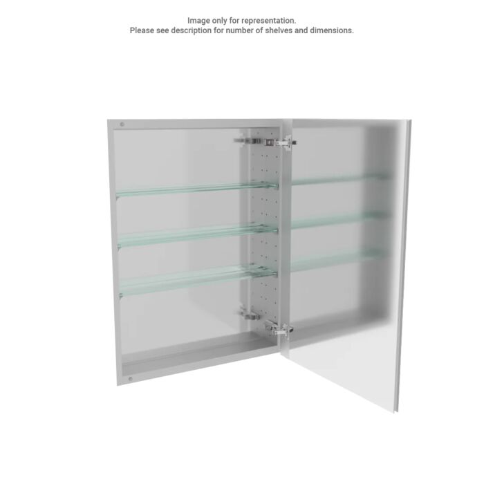 Emory and Bond EBS18324 17-3/8" W X 31-3/8" H X 3.9" D, Reversible, Frameless Mirror Medicine Cabinet with 3 Shelves, 2 Hinges, Single Door