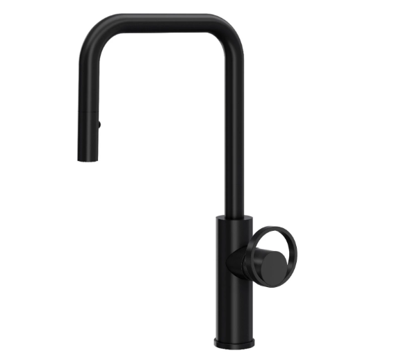 Rohl EC56D1MB Eclissi 17" H 1.75 GPM Single Hole Pull Down Kitchen Faucet U-Spout Less Handle in Matte Black