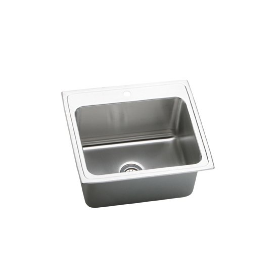 Elkay MLR25223 18 Gauge Stainless Steel 25 Inch X 22 Inch X 7.875 Inch Single Bowl Top Mount Kitchen Sink, 3 Faucet Holes,