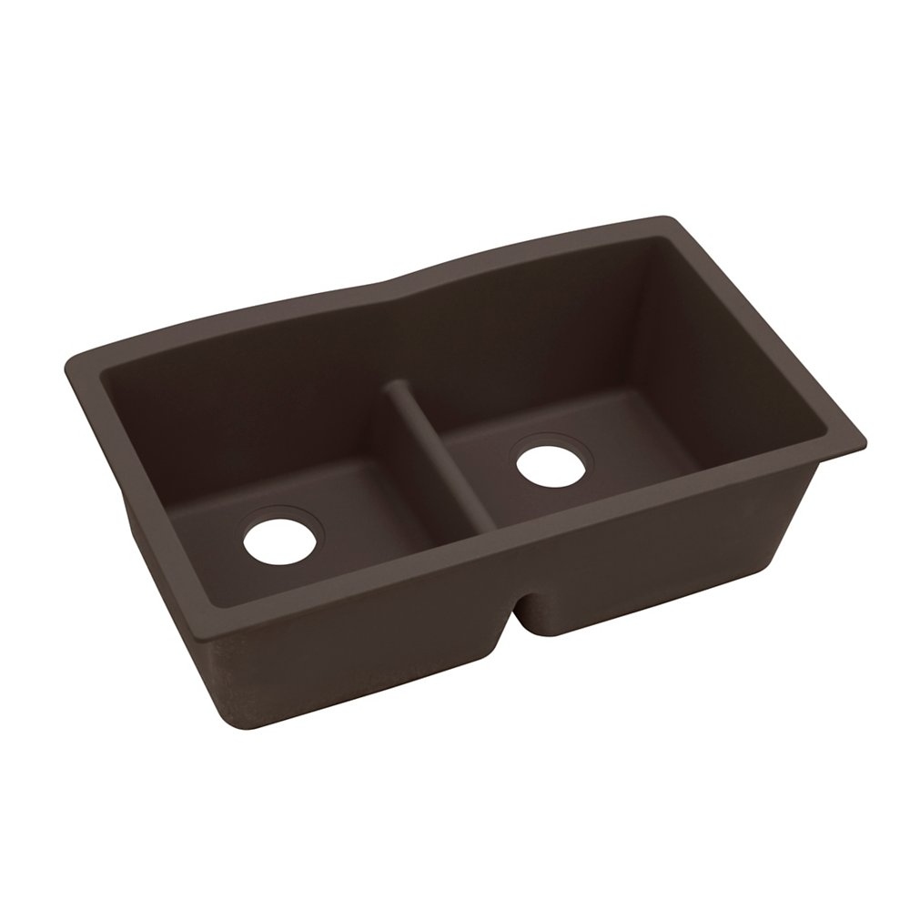 Elkay ELXDULB3322CN Quartz Luxe® 33" L x 19" W x 10" H Equal Double Bowl Undermount Sink in Chestnut