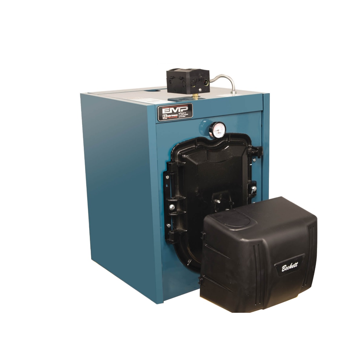 Burnham EMP224E-TB EMP™ 224 MBtu Input, 87%  AFUE, 3-Pass Oil Fired Cast Iron Water Boiler Chimney or Direct Vent  (Packaged)