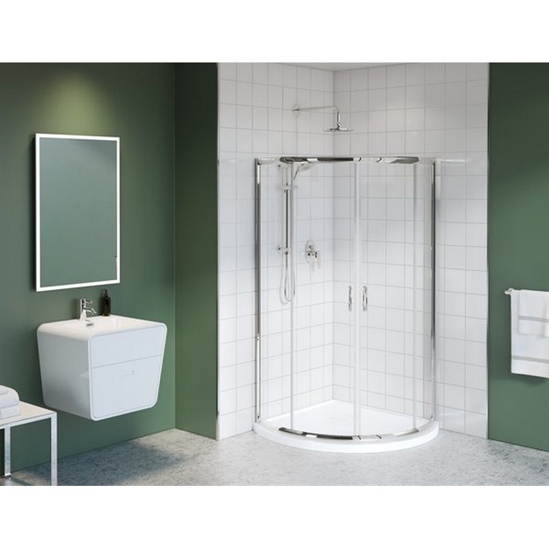 Fleurco FAX364-11-40-72 Capri Arc 4 36" W X 72" H  Curved Glass Sliding Door with 5/32" Clear Glass in Chrome