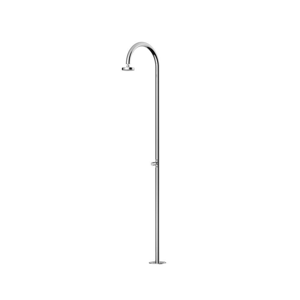 Outdoor Shower Company FTA-C50T-C-ADA Free Standing Single Supply Shower Unit - ADA Metered Push Valve - 5" Shower Head in Mirror