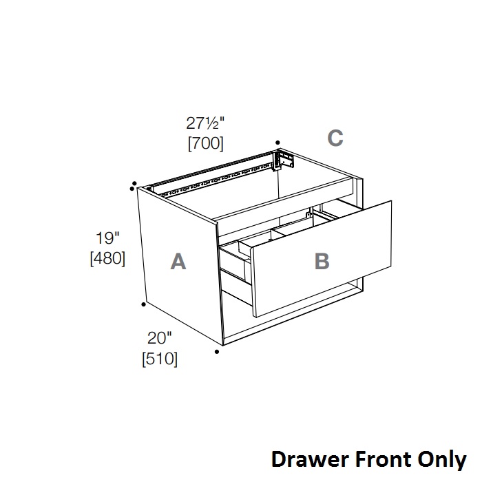Blu Bathworks FV1D-0700-90M Drawer Front Only in Matte Londra  (for a F45V1-0700 Vanity Base)