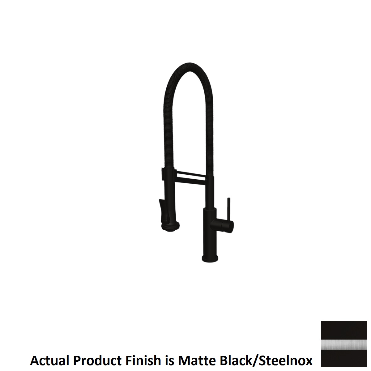 Graff G-4641-LM66K-MBK/SN Futurismo 1.8 GPM Deck Mounted Pull-Down Kitchen Faucet in Matte Black/Steelnox