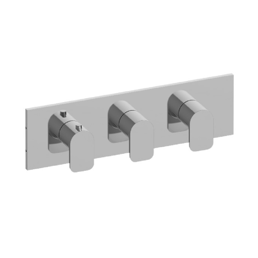 Graff G-8057H-LM42E0-PC-T Sento M-Series Valve Horizontal Trim with Three Handles in Polished Chrome (Rough Sold Separately)