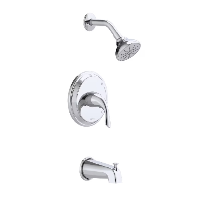 Gerber G00G9165TC Viper 2.0 GPM, 6-8/9" H X 7-1/2" W Single Handle Tub and Shower Trim Kit and Treysta Cartridge in Polished Chrome