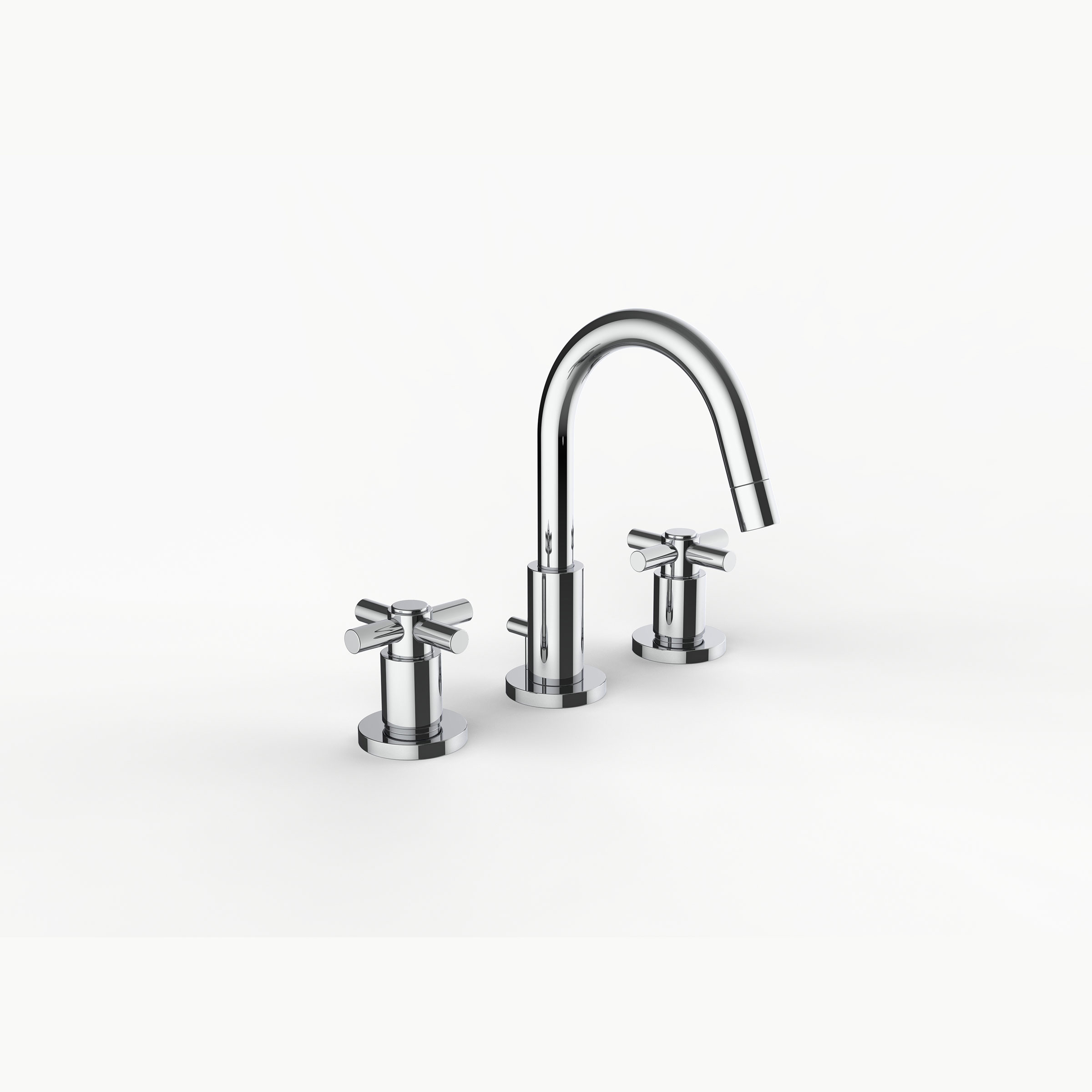 Davinci GOT-REM-100-PC Gotham Deck Mounted Three Hole Lavatory Faucet with Arc Spout with Base and Cross Handles in Polished Chrome