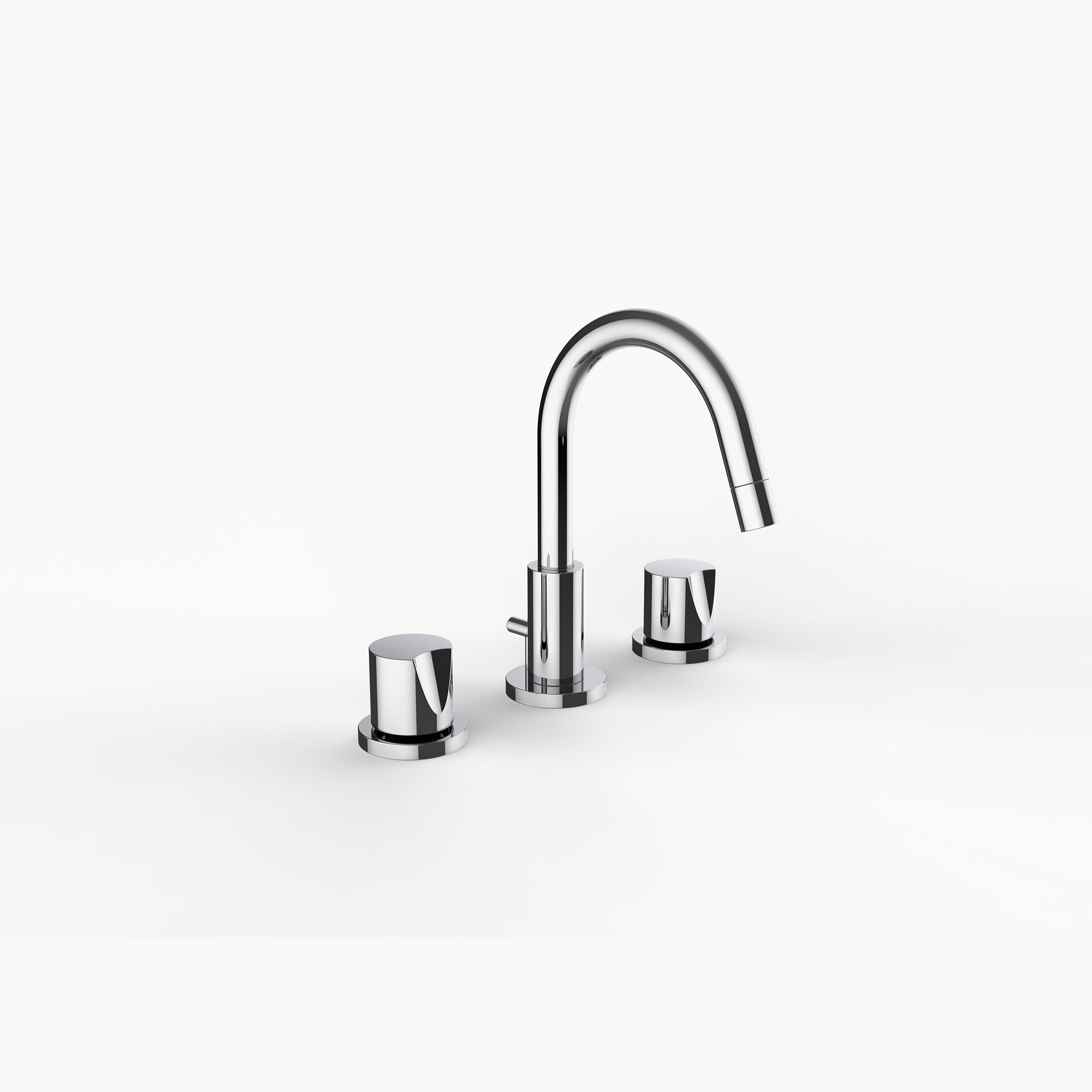 Davinci GOT-SAR-100-PC Gotham Deck Mounted Three Hole Lavatory Faucet with Arc Spout with Base with Saratoga Knob Style Handles in Polished Chrome