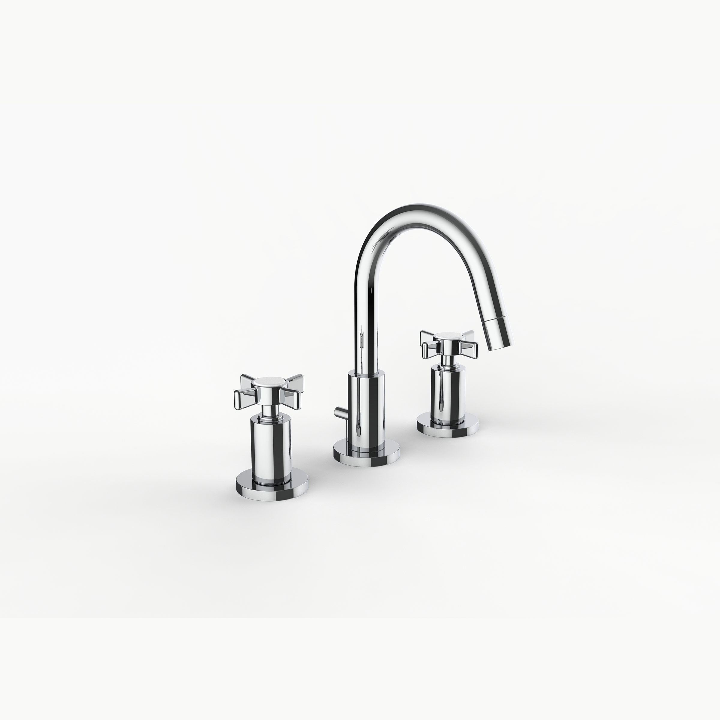 Davinci GOT-TRI-100-PC Gotham Deck Mounted Three Hole Lavatory Faucet with Arc Spout with Base with Cross Handles in Polished Chrome